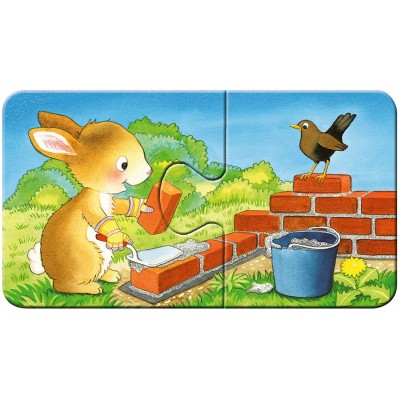 Ravensburger-03074 My First Puzzles - Tiere auf der Baustelle (9x2 Teile)