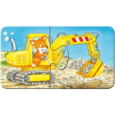 Ravensburger-03074 My First Puzzles - Tiere auf der Baustelle (9x2 Teile)