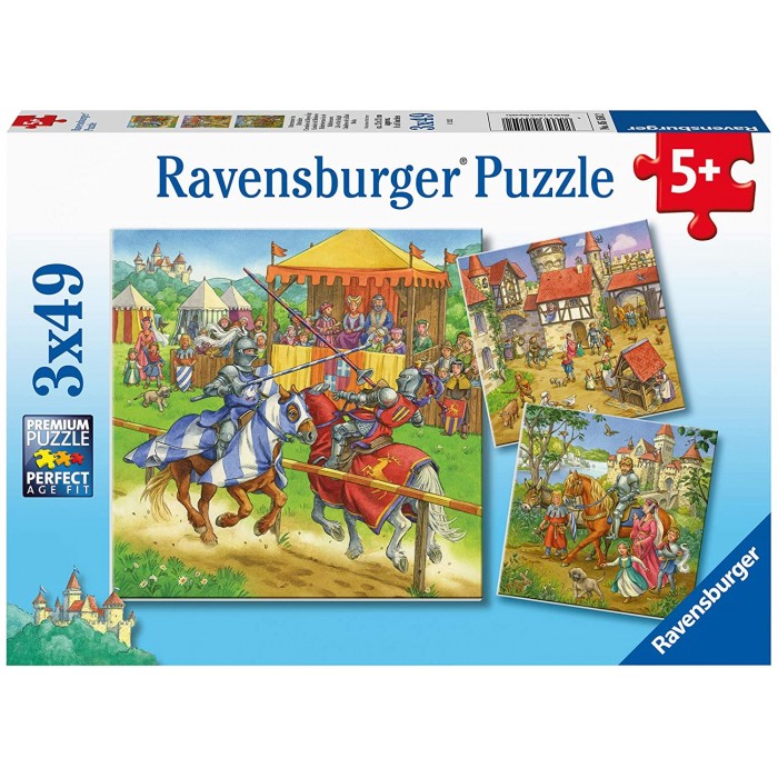 Ravensburger-05150 3 Puzzles - Mittelalter