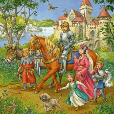 Ravensburger-05150 3 Puzzles - Mittelalter