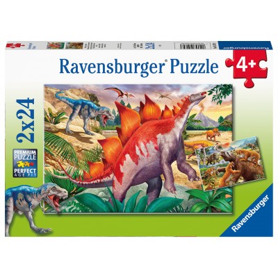 Ravensburger-05179 2 Puzzles - Dinosaurs