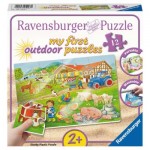  Ravensburger-05243 My First Outdoor Puzzle - Lotta und Max auf dem Bauernhof