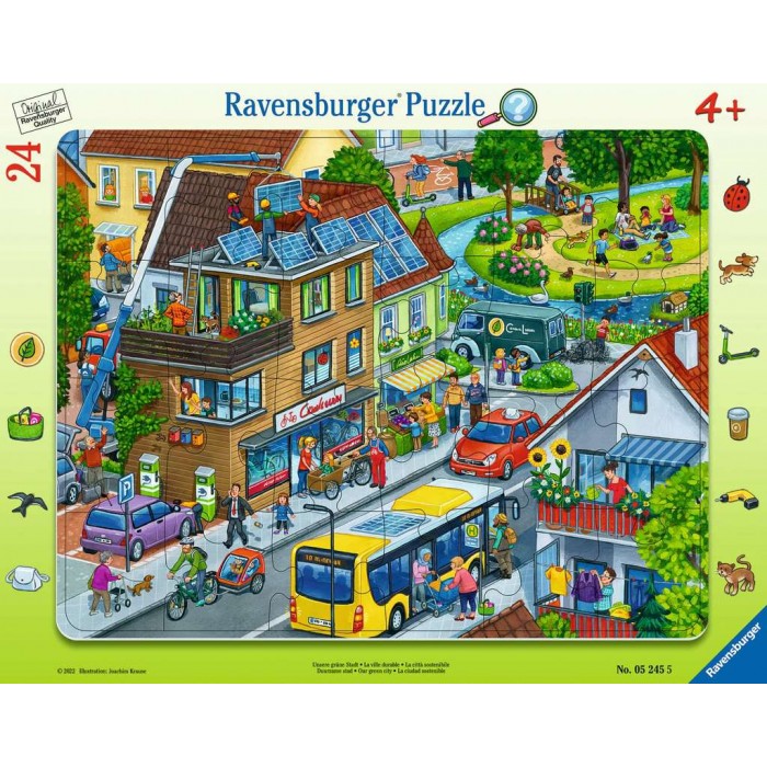Ravensburger-05245 Rahmenpuzzle - Unsere grüne Stadt