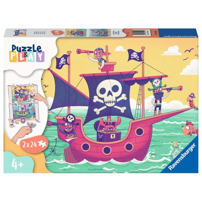 Ravensburger-05592 2 Puzzles - Puzzle & Play - Piraten