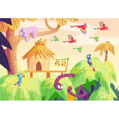Ravensburger-05593 2 Puzzles - Puzzle & Play - Dschungelabenteuer