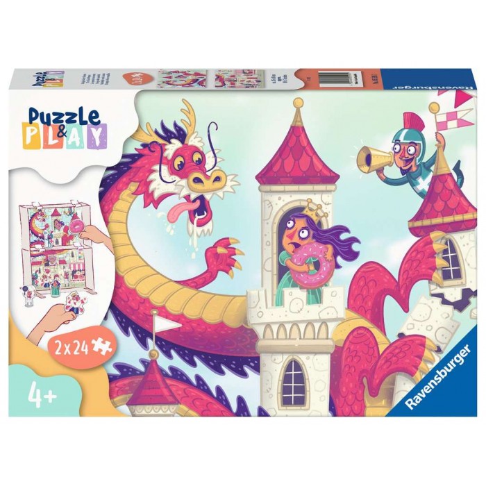 Ravensburger-05595 2 Puzzles - Puzzle & Play - Königreich der Donuts
