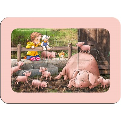 Ravensburger-05679 3 Puzzles - Lotta auf dem Bauernhof