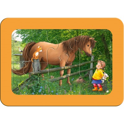 Ravensburger-05679 3 Puzzles - Lotta auf dem Bauernhof