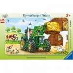  Ravensburger-06044 Rahmenpuzzle: 15 Teile: Traktor auf dem Bauernhof