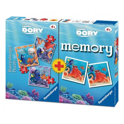 Ravensburger-06871 3 Puzzles Findet Dorie + Memory