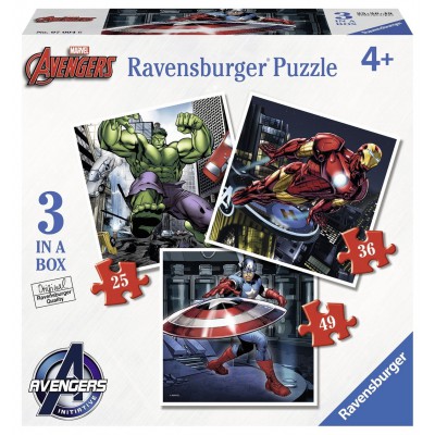 Ravensburger-07004 3 Puzzles - Avengers