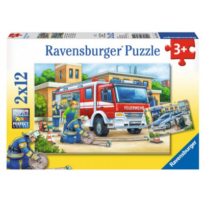 Puzzle Ravensburger-07574 Polizei und Feuerwehr