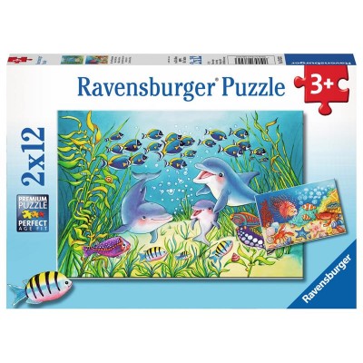 Ravensburger-07625 2 Puzzles - Auf dem Meeresgrund