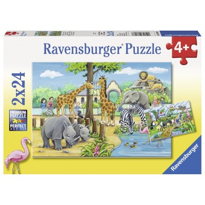 Ravensburger-07806 2 Puzzles - Willkommen im Zoo