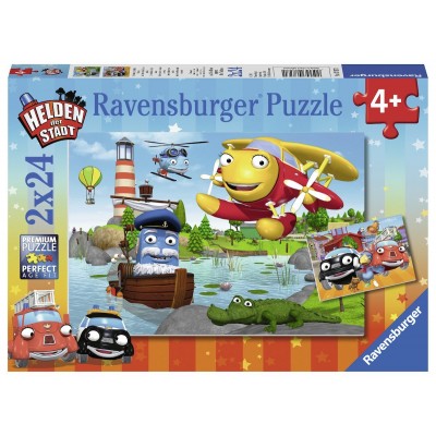 Ravensburger-07827 2 Puzzles - Helden der Stadt