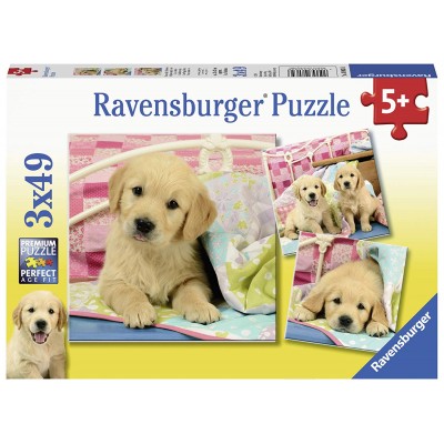 Ravensburger-08065 3 Puzzles - Welpen