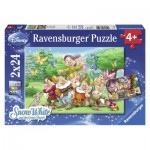  Ravensburger-08859 2 Puzzles - Schneewittchen und die sieben Zwerge