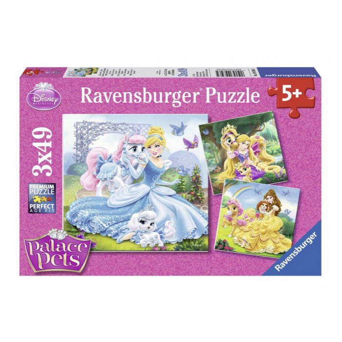 Ravensburger-09346 3 Puzzles - Belle, Cinderella und Rapunzel