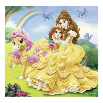 Ravensburger-09346 3 Puzzles - Belle, Cinderella und Rapunzel