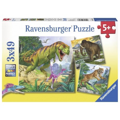 Ravensburger-09358 3 Puzzles - Herrscher der Urzeit