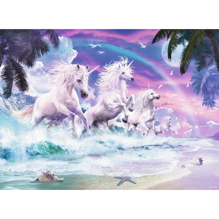 Puzzle Ravensburger-10057 XXL Teile - Einhörner am Strand