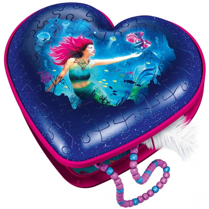 Ravensburger-11249 3D Puzzle - Heart Box - Mermaid