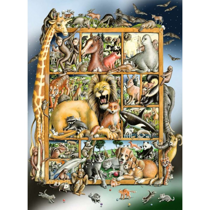 Puzzle Ravensburger-12000862 XXL Teile - Tiere im Regal
