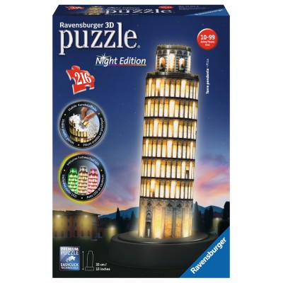 Ravensburger-12515 3D Puzzle mit LED - Schiefer Turm von Pisa