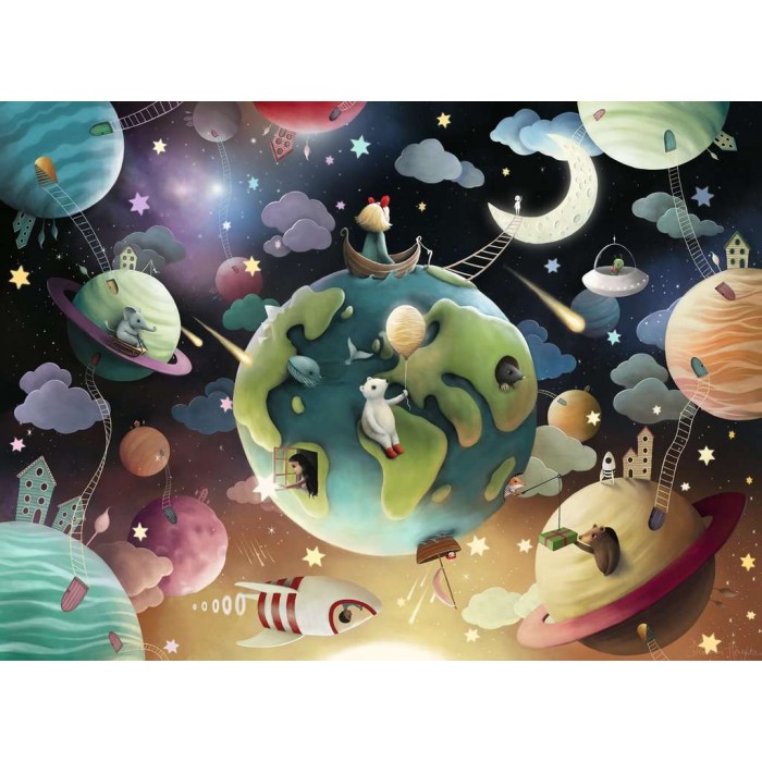 Puzzle Ravensburger-12971 XXL Teile - Fantasy Planets