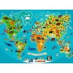 Puzzle  Ravensburger-13287 XXL Teile - Animals World Map