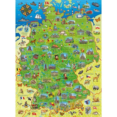 Puzzle Ravensburger-13337 XXL Teile - Bunte Deutschlandkarte