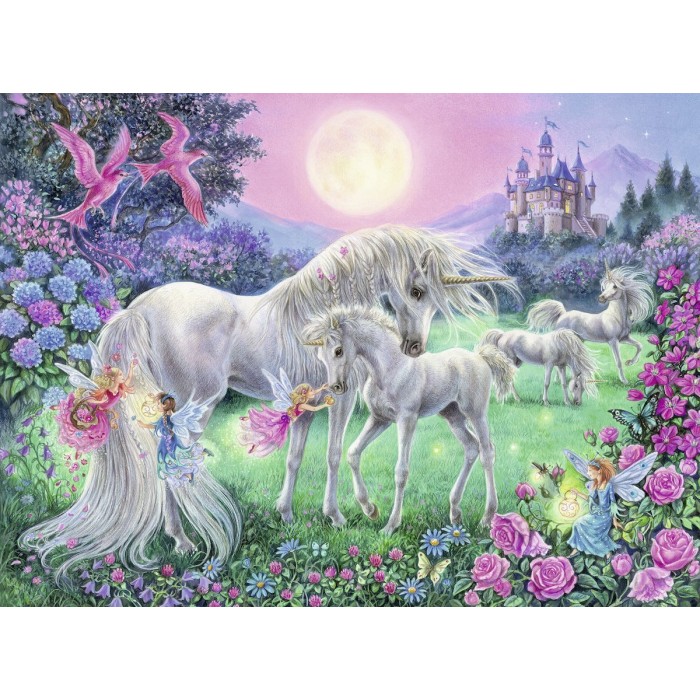 Puzzle Ravensburger-13670 Einhörner im Mondschein