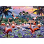 Puzzle  Ravensburger-17082 Rosa Flamingos