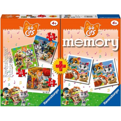 Ravensburger-20676 Multipack - Memory and 3 Puzzles - 44 Cats