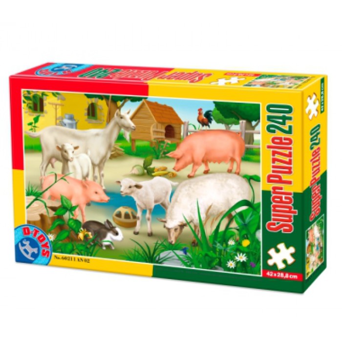 Puzzle Dtoys-60211-AN-02 Tiere vom Bauernhof: Schweine, Schafe und Kaninchen