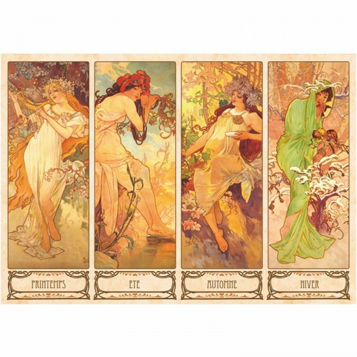 Puzzle  Dtoys-70043 Alphonse Mucha: Jahreszeiten