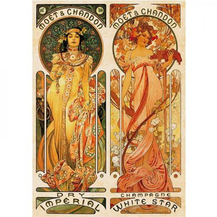 Puzzle  Dtoys-70081 Alphonse Mucha: Moet et Chandon, crémant impérial