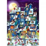 Puzzle  DToys-70869 Cartoon Collection: Weihnachtsrummel