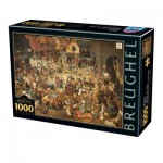 Puzzle  Dtoys-76885 Pieter Brueghel the Elder - The Fight Between Carnival and Lent