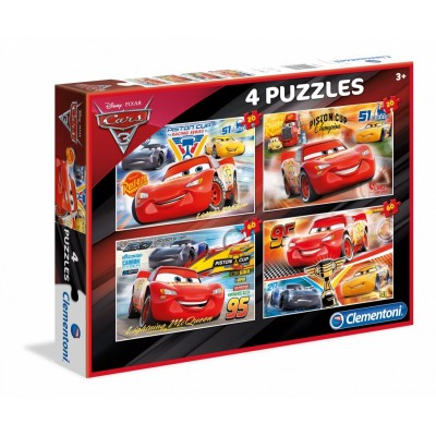 Clementoni-07611 4 Puzzles - Cars 3