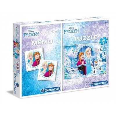Clementoni-07916 Puzzle Frozen + Memo