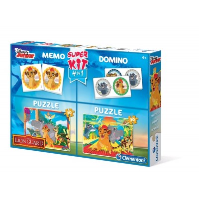Clementoni-08212 2 Puzzles Lion Guard + Memo + Domino