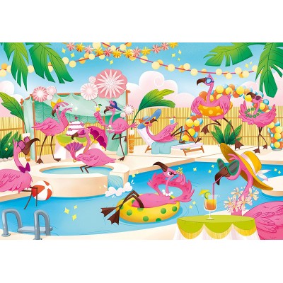 Puzzle Clementoni-20151 Supercolor Flamingo Party - Glossy Effect