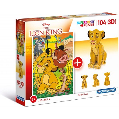 Clementoni-20158 The Lion King (Puzzle + 3D Model)