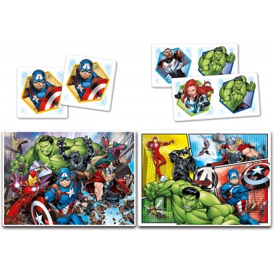 Clementoni-20209 Superkit 4 in 1 - The Avengers (2 Puzzles + Memory + Domino)