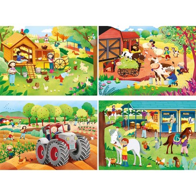 Clementoni-21304 4 Puzzles - The Farm (2x20, 2x60 Pièces)