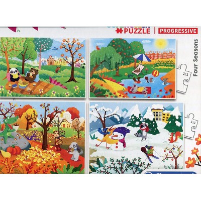 Clementoni-21408 Die 4 Jahreszeiten - 4 Progressive Puzzles (20/60/100/180 Teile)