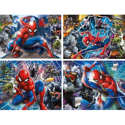 Clementoni-21410 Spiderman - 4 Progressive Puzzles (20/60/100/180 Teile)