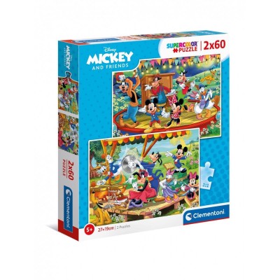 Clementoni-21620 2 Puzzles - Mickey and Friends