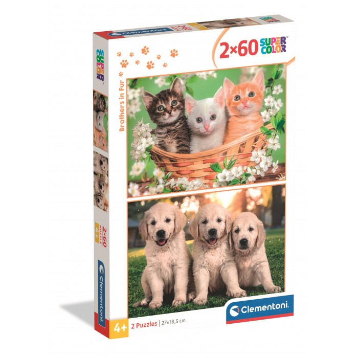  Clementoni-24820 2 Puzzles - Brüder Im Pelz